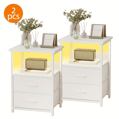 Nightstand shown in the 2pcs-2 Drawers-White option