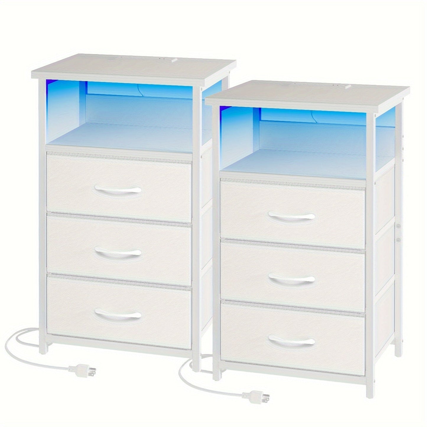 Nightstand shown in the 2pcs-3 Drawers-White option