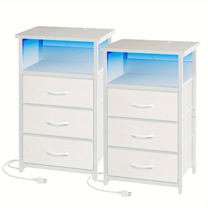 Nightstand shown in the 2pcs-3 Drawers-White option