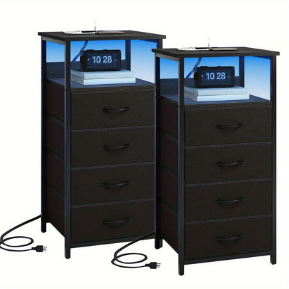 Nightstand shown in the 2pcs-4 Drawers-Black option