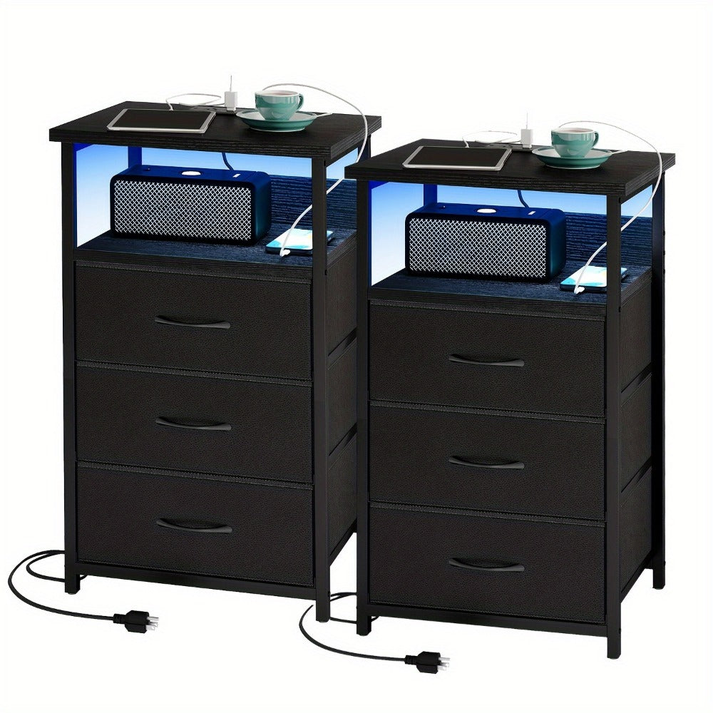 Multi-Drawer Nightstand with Charging Station for Practical Everyday Home Use detail image - detail view 16
