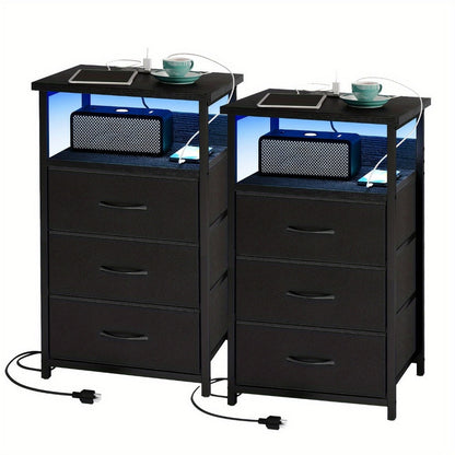 Multi-Drawer Nightstand with Charging Station for Practical Everyday Home Use detail image - detail view 16