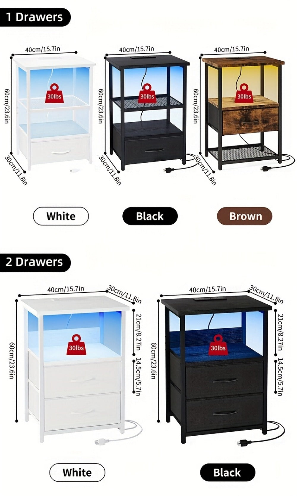 Multi-Drawer Nightstand with Charging Station for Practical Everyday Home Use detail image - detail view 31