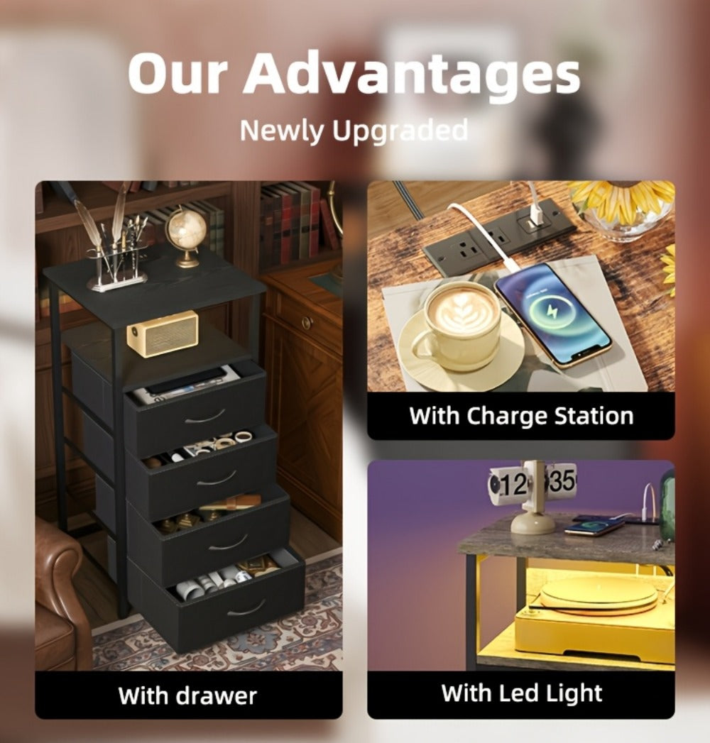 Multi-Drawer Nightstand with Charging Station for Practical Everyday Home Use detail image - detail view 35