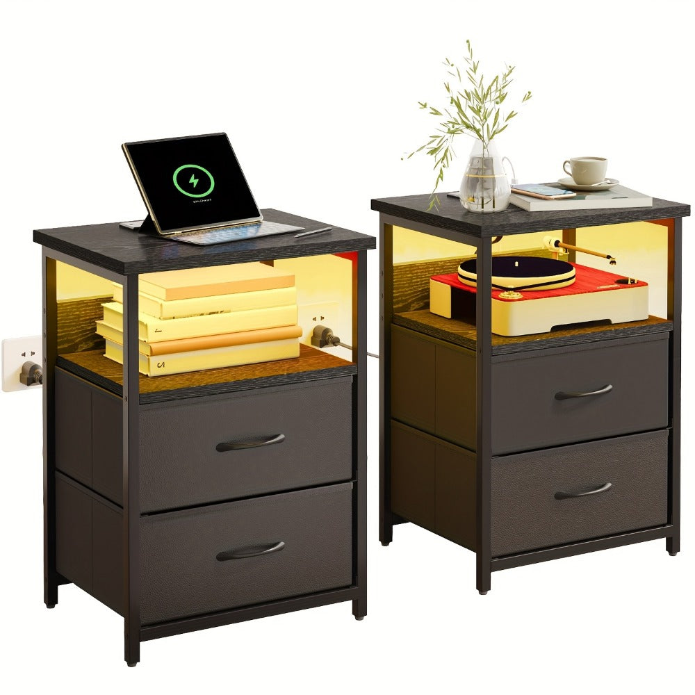 Multi-Drawer Nightstand with Charging Station for Practical Everyday Home Use detail image - detail view 5