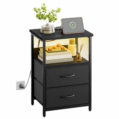Nightstand, LED with Charging Station & RGB Lighting - 1 or 2 Drawer to 5 Drawer Bedside shown in the main product view