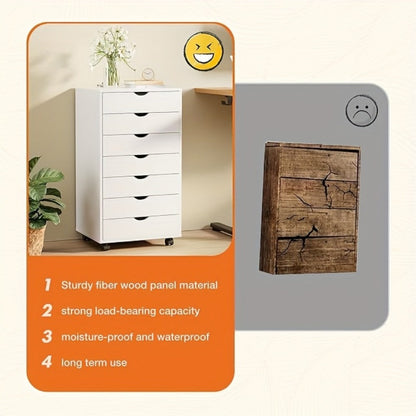 Multi-Drawer Rolling Bathroom Storage Cabinet, Freestanding Storage Cupboard detail image - detail view 15