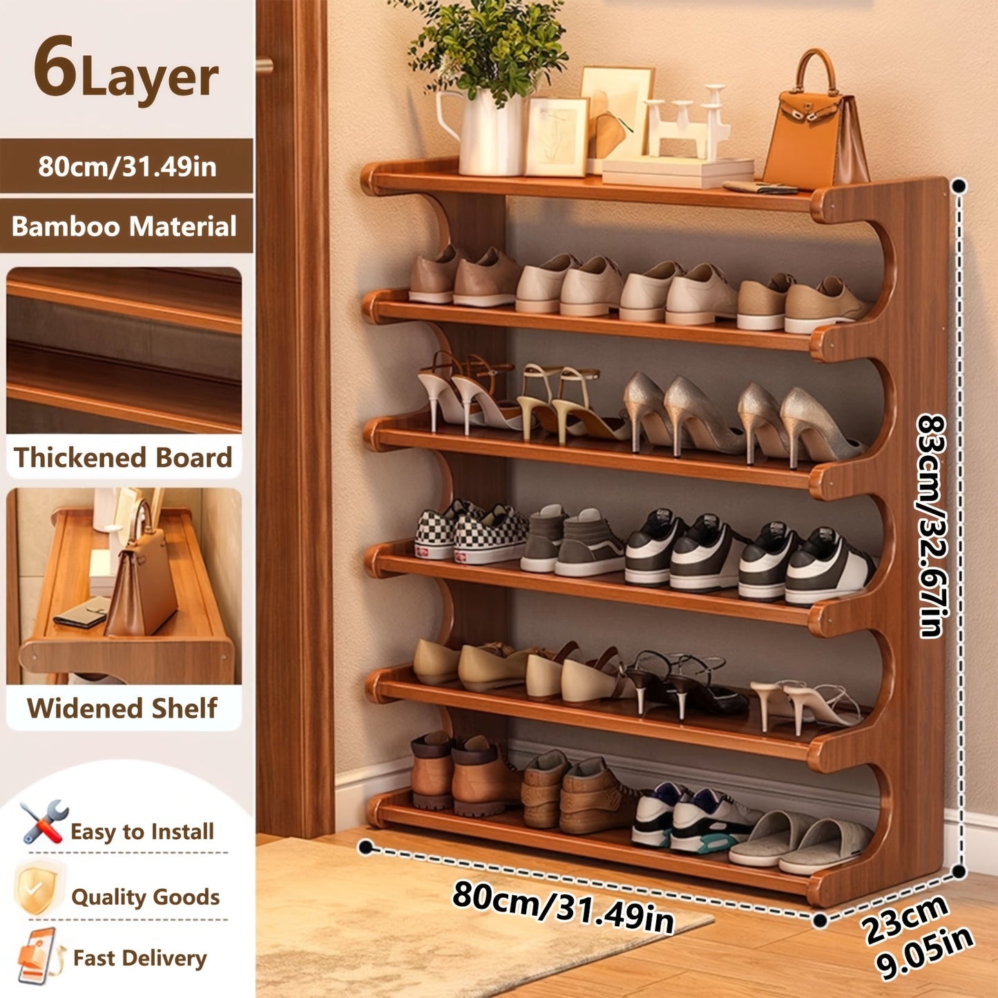 Shoe Rack shown in the 6 layer-80cm/31.49in option