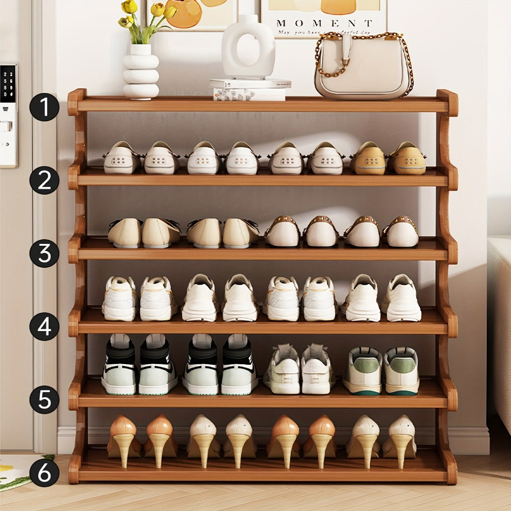 Multi-Layer Wood Shoe Rack with Tool-Free Assembly, Freestanding Shoe Storage Rack detail image - detail view 7