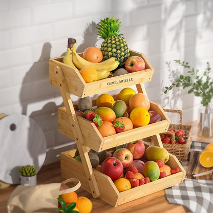 Multi-Tier Bamboo Fruit Basket with Non-Slip Base for Kitchen detail image - detail view 18