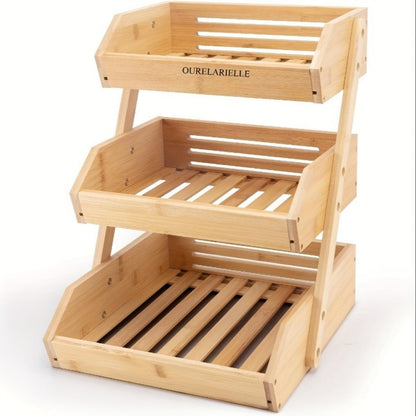 Fruit Basket, Bamboo Rack for Kitchen Counter - 2 or 3 Tier Countertop Produce Storage shown in the main product view