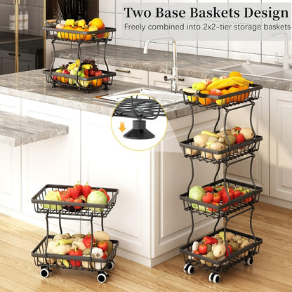 Multi-Tier Metal Storage Cart with Stackable Design and Rolling Wheels detail image - detail view 11