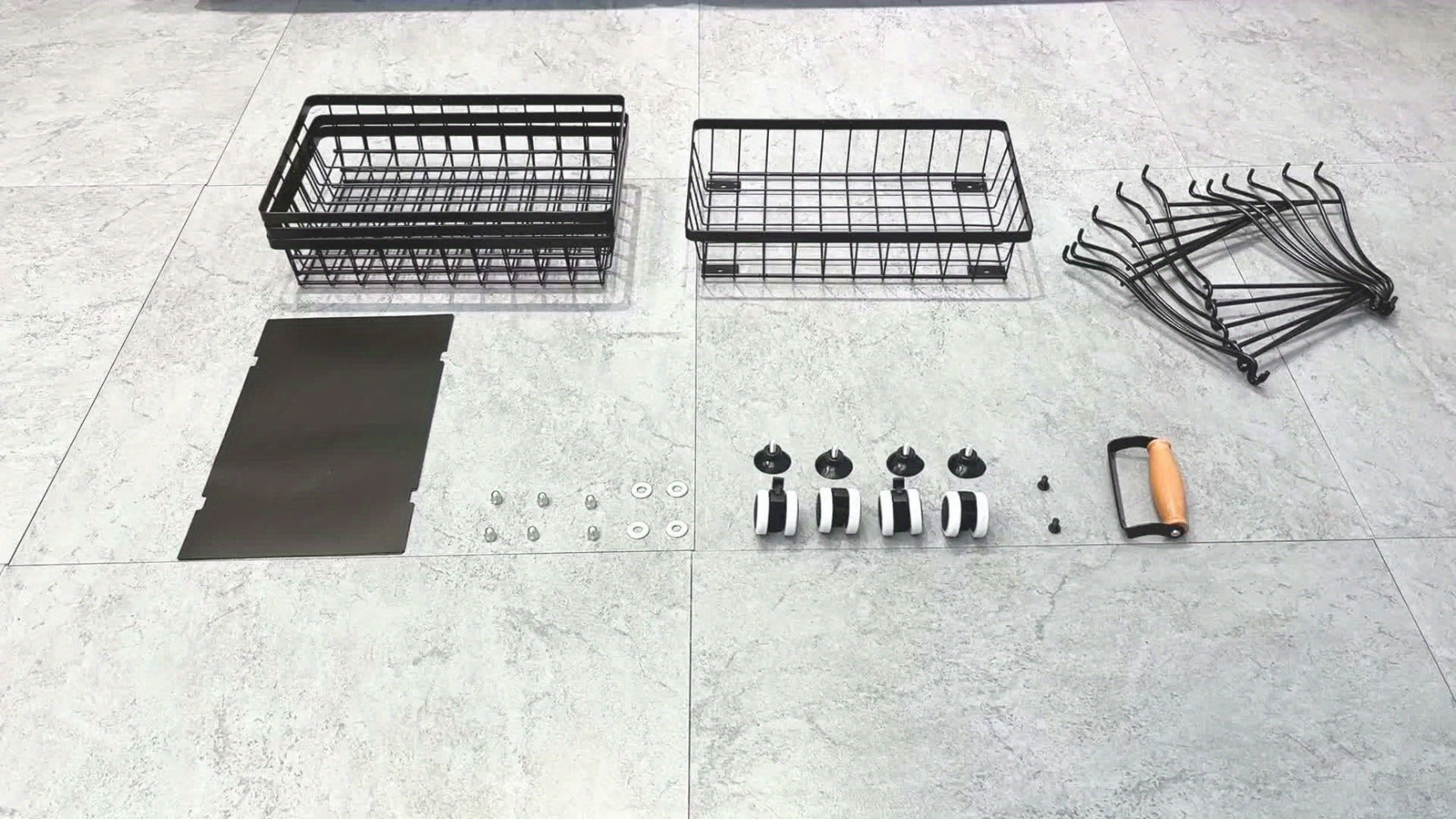 Multi-Tier Metal Storage Cart with Stackable Design and Rolling Wheels detail image - detail view 12