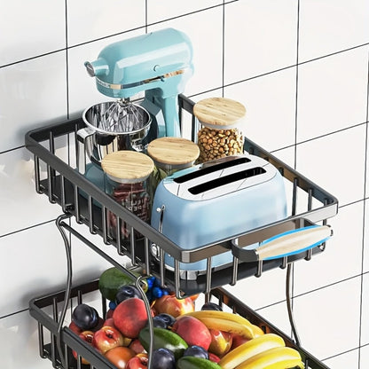 Multi-Tier Metal Storage Cart with Stackable Design and Rolling Wheels detail image - detail view 6