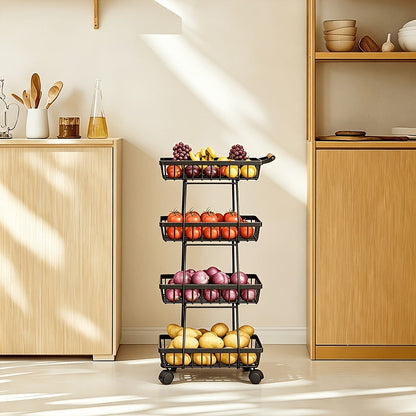 Multi-Tier Metal Storage Cart with Stackable Design and Rolling Wheels detail image - detail view 7
