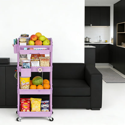 Multi-Tier Plastic Rolling Storage Cart with Storage Drawers for Living Room detail image - detail view 10