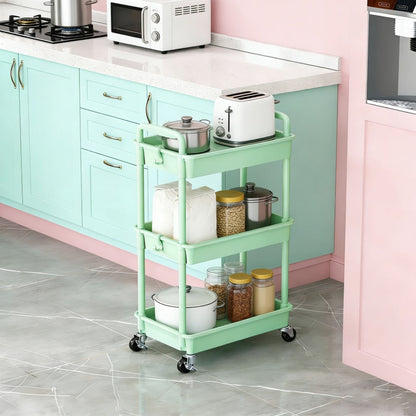 Multi-Tier Plastic Rolling Storage Cart with Storage Drawers for Living Room detail image - detail view 14