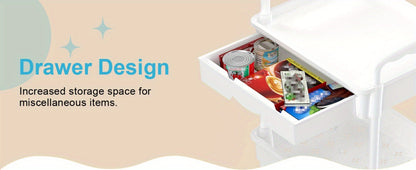 Multi-Tier Plastic Rolling Storage Cart with Storage Drawers for Living Room detail image - detail view 24
