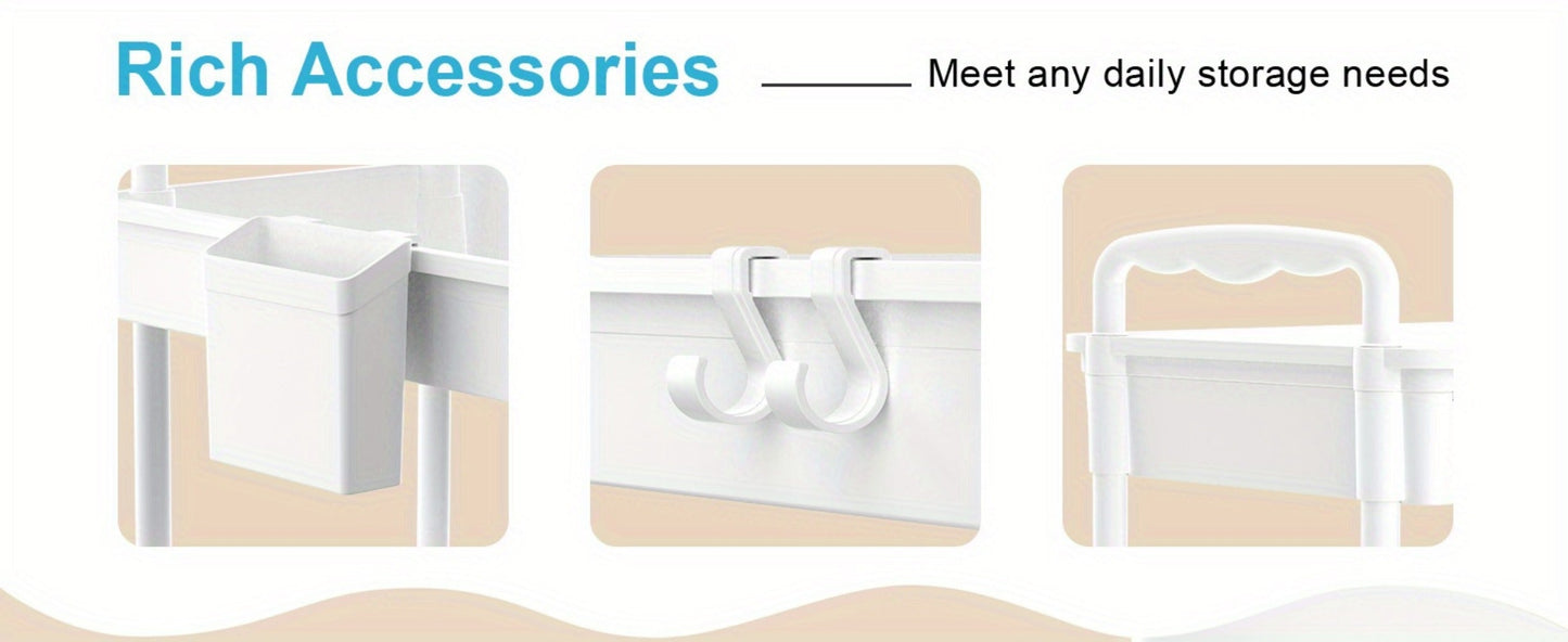 Multi-Tier Plastic Rolling Storage Cart with Storage Drawers for Living Room detail image - detail view 25