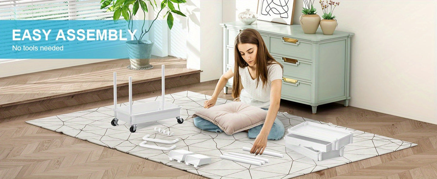 Multi-Tier Plastic Rolling Storage Cart with Storage Drawers for Living Room detail image - detail view 28