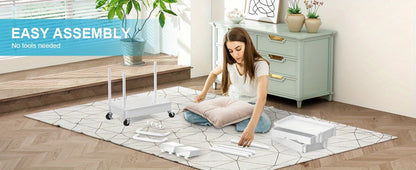 Multi-Tier Plastic Rolling Storage Cart with Storage Drawers for Living Room detail image - detail view 28