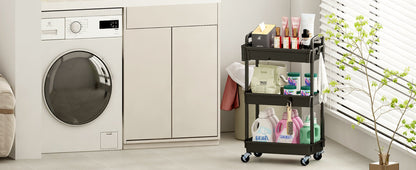 Multi-Tier Plastic Rolling Storage Cart with Storage Drawers for Living Room detail image - detail view 30