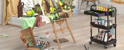 Multi-Tier Plastic Rolling Storage Cart with Storage Drawers for Living Room detail image - detail view 32