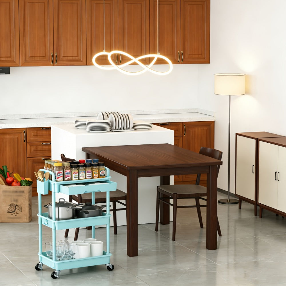 Multi-Tier Plastic Rolling Storage Cart with Storage Drawers for Living Room detail image - detail view 8