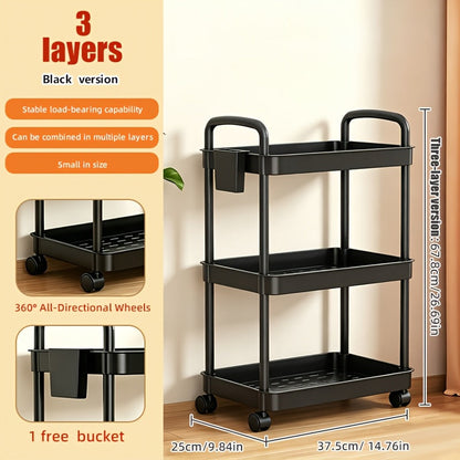 Rolling Utility Cart shown in the Black, 3 Tiers option