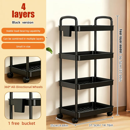Multi-Tier Plastic Rolling Utility Cart with Carry Handle for Living Room detail image - detail view 11