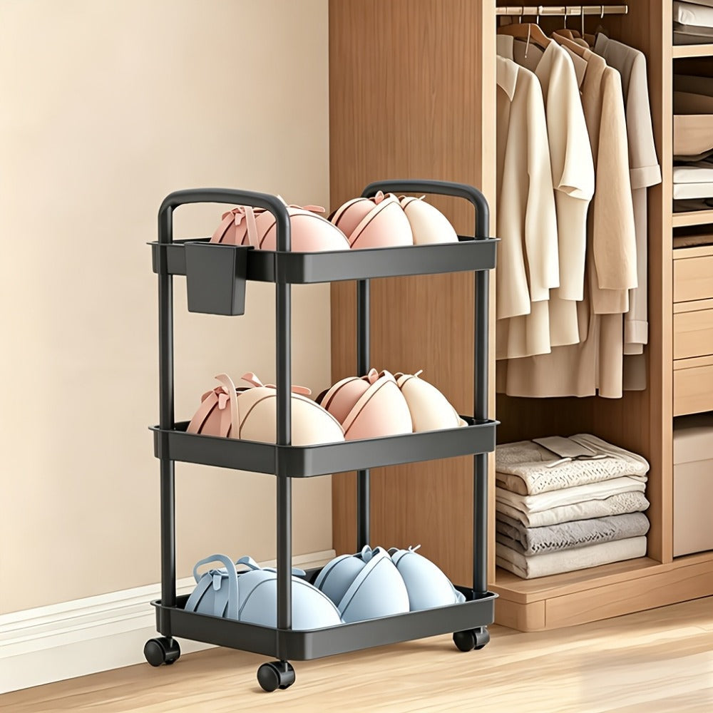 Multi-Tier Plastic Rolling Utility Cart with Carry Handle for Living Room detail image - detail view 13