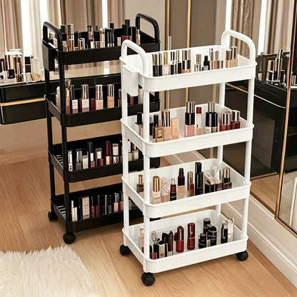 Multi-Tier Plastic Rolling Utility Cart with Carry Handle for Living Room detail image