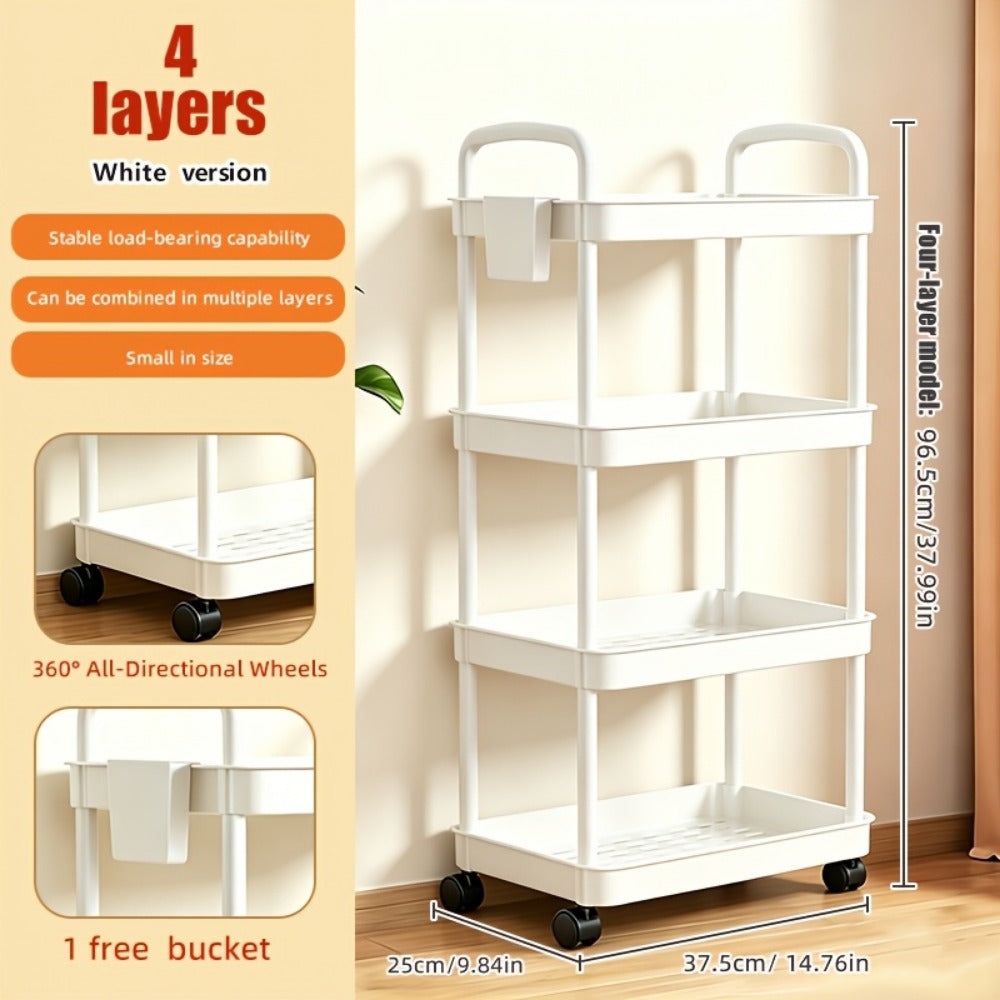 Multi-Tier Plastic Rolling Utility Cart with Carry Handle for Living Room detail image - detail view 5