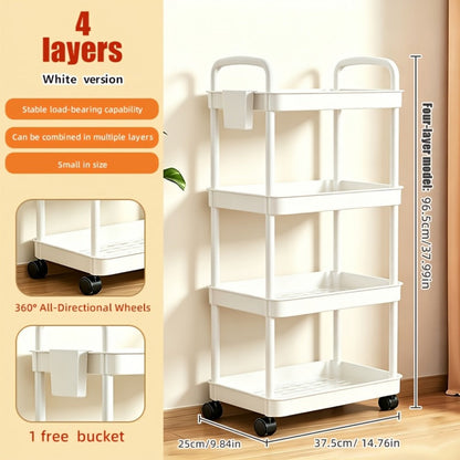 Multi-Tier Plastic Rolling Utility Cart with Carry Handle for Living Room detail image - detail view 5
