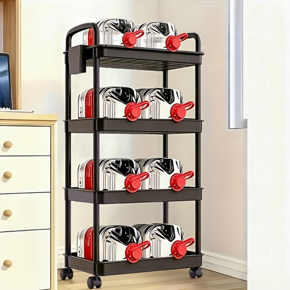 Multi-Tier Plastic Rolling Utility Cart with Carry Handle for Living Room detail image - detail view 8