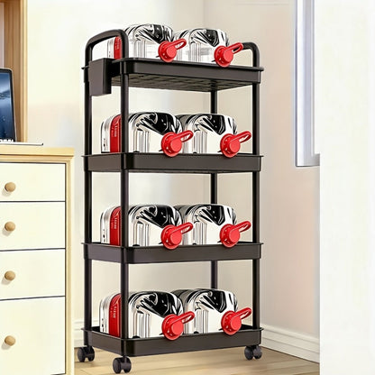 Multi-Tier Plastic Rolling Utility Cart with Carry Handle for Living Room detail image - detail view 8