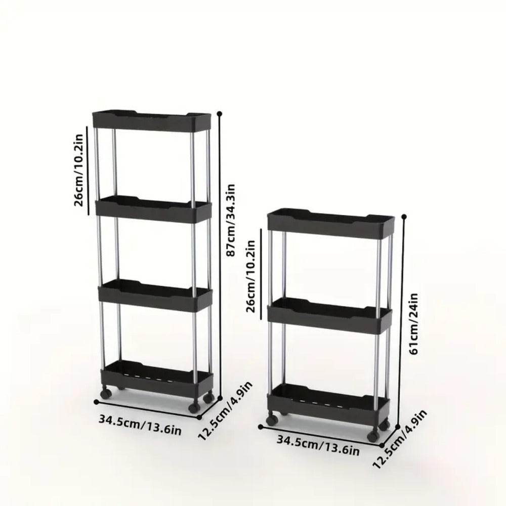 Multi-Tier Slim Storage Cart with Adjustable Shelves and Rolling Wheels detail image