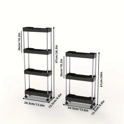 Multi-Tier Slim Storage Cart with Adjustable Shelves and Rolling Wheels detail image