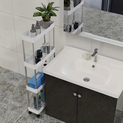 Multi-Tier Slim Storage Cart with Adjustable Shelves and Rolling Wheels detail image - detail view 3