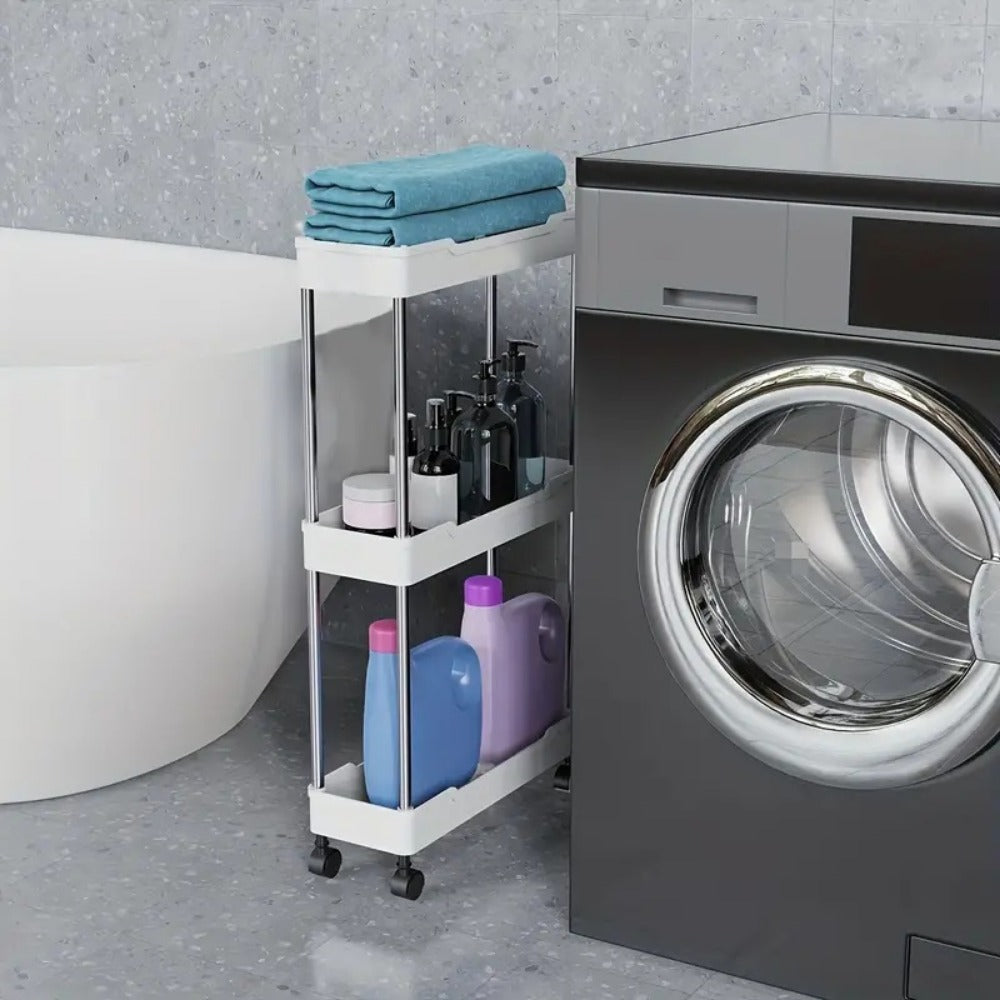 Multi-Tier Slim Storage Cart with Adjustable Shelves and Rolling Wheels detail image - detail view 5
