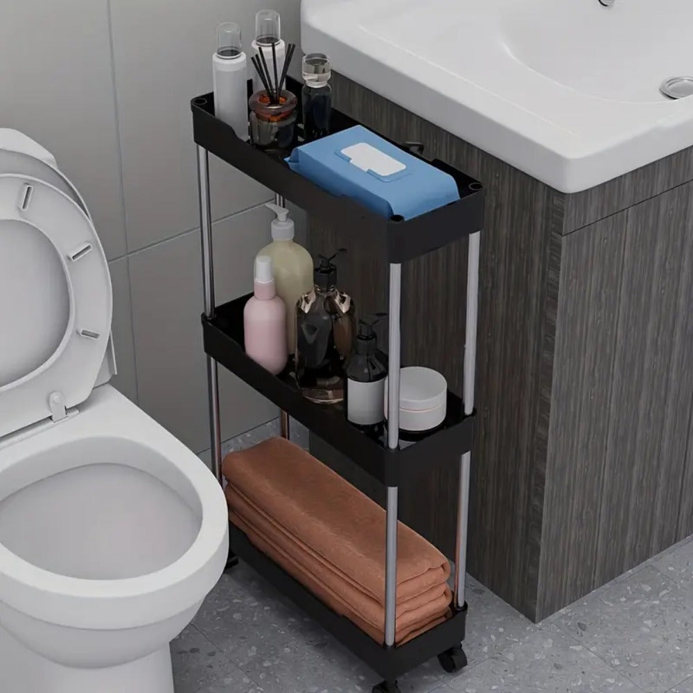 Multi-Tier Slim Storage Cart with Adjustable Shelves and Rolling Wheels detail image - detail view 6