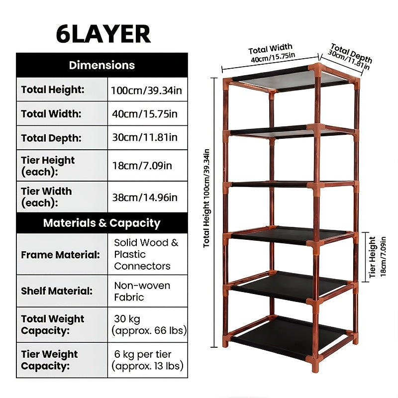 Shoe Rack shown in the Six-layer charcoal grilled color option