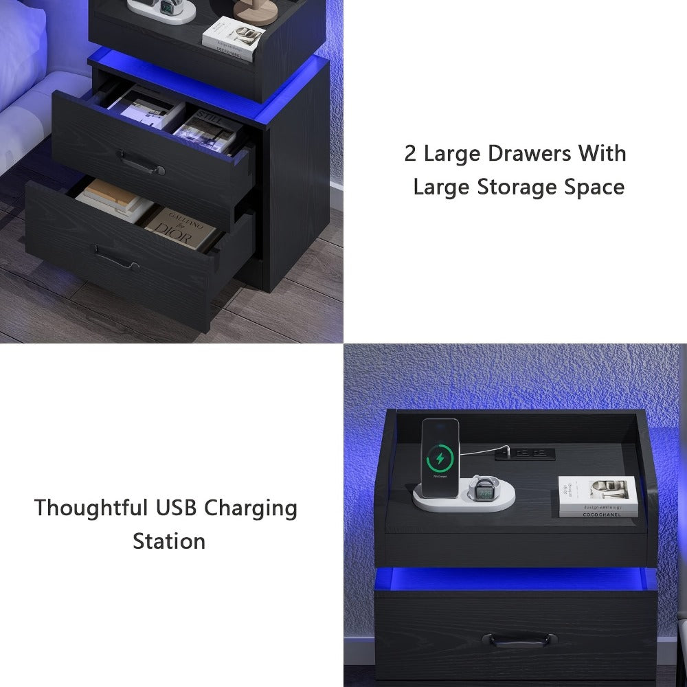 Narrow Nightstand with Charging Station and Side Table for Bedroom detail image - detail view 14