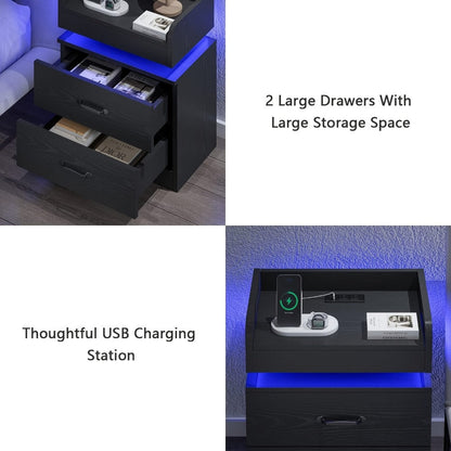 Narrow Nightstand with Charging Station and Side Table for Bedroom detail image - detail view 14