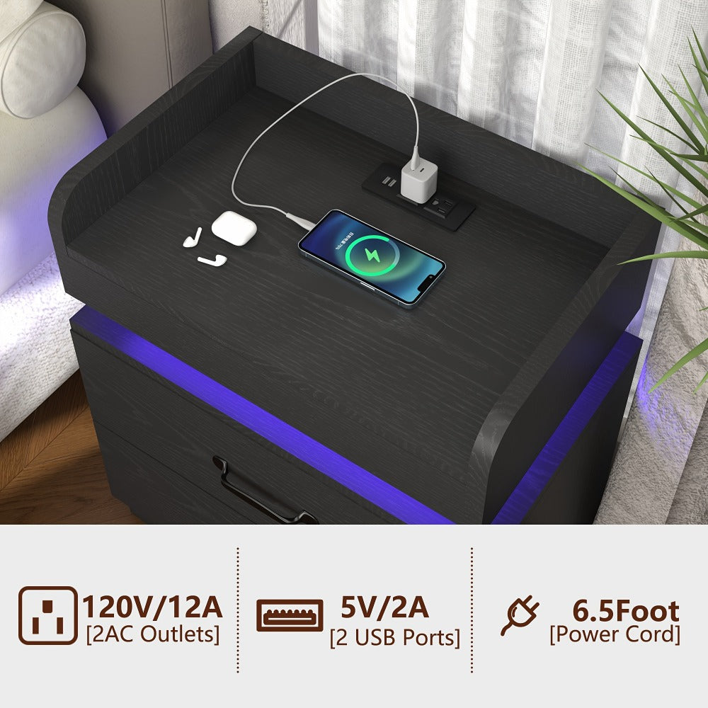 Narrow Nightstand with Charging Station and Side Table for Bedroom detail image - detail view 16