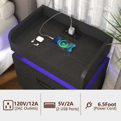 Narrow Nightstand with Charging Station and Side Table for Bedroom detail image - detail view 16
