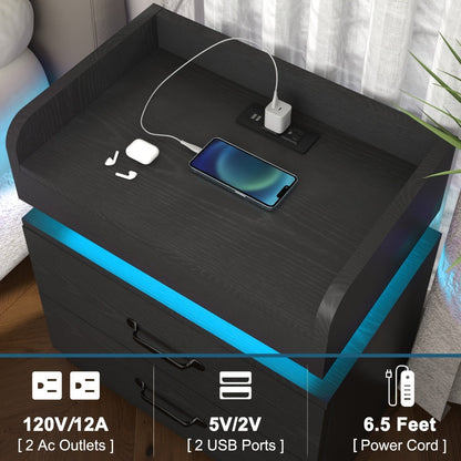 Narrow Nightstand with Charging Station and Side Table for Bedroom detail image - detail view 5