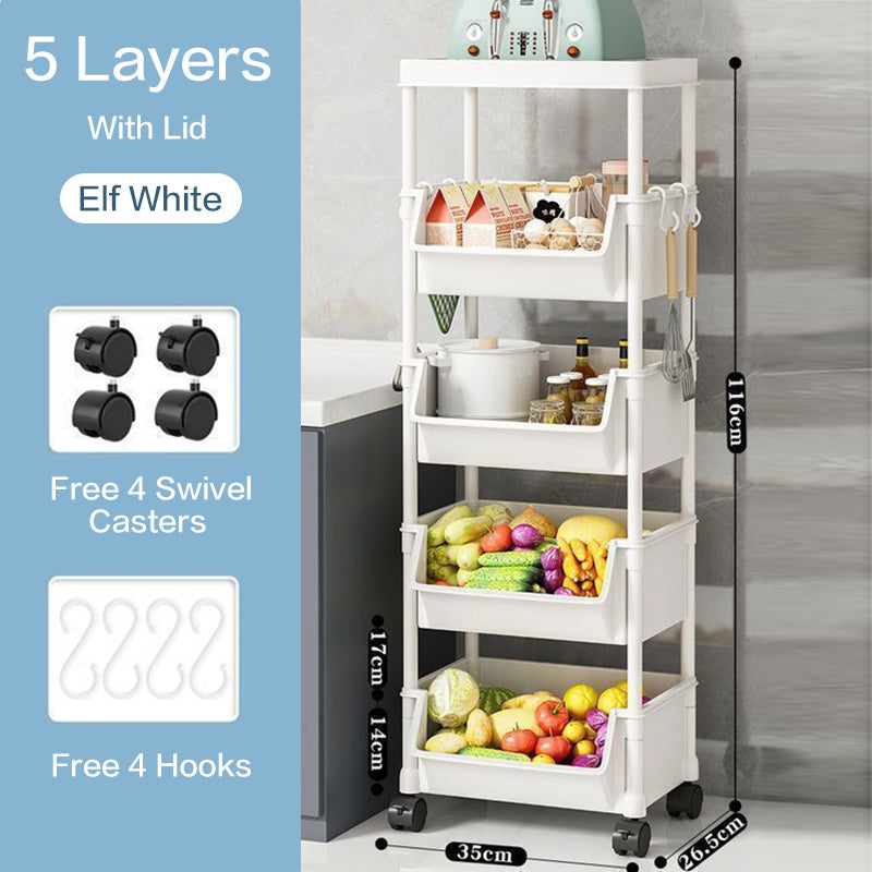 Narrow Rolling Carts And Storage Organizers with Locking Wheels and Secure Lid detail image - detail view 4