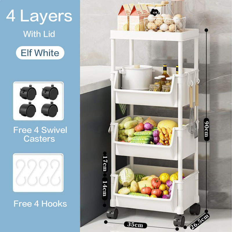 Rolling Carts and Storage Organizers shown in the Top with Lid, 4 Layers option