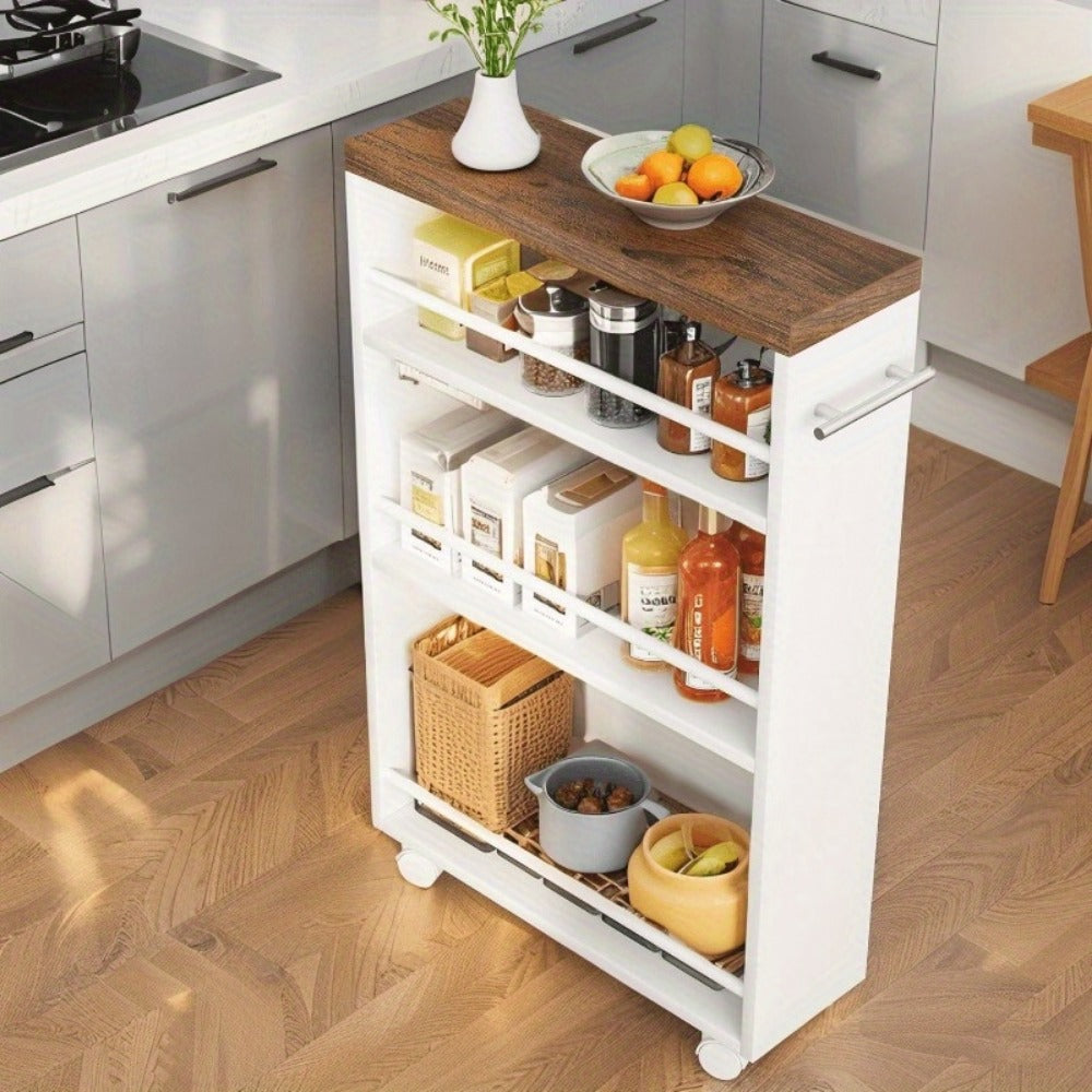 Narrow Rolling Slim Storage Cart with Locking Wheels for Bathroom detail image - detail view 11